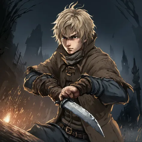 Bloodborne score_9, score_8_up, score_7_up, source_anime, anime illustration, masterpiece, best quality, lots of details, detailed lighting, detailed shading, BREAK
1boy, solo, 18 years old, adult, thorfinnvinland, blonde hair, hair between eyes, brown eye...