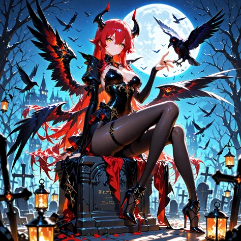 (EyesHD:1.2), masterpiece, best quality, ultra-detailed, very aesthetic, sharp focus, depth of field, vibrant colors, ray tracing, best lighting, detailed illustration, detailed background, cinematic, beautiful face, beautiful eyes, wings on an old graves...