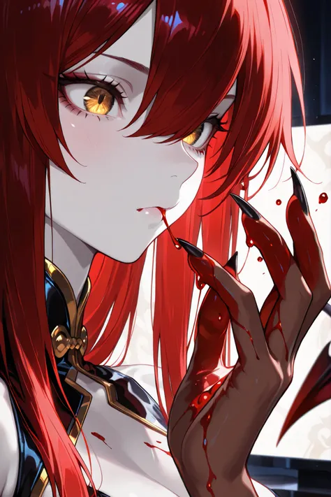 (close up Demon hand :1.4) ,dark skin:1.1 ,sharp nails ,beautiful nails ,beautiful screen lighting ,Trans parent , ,masterpiece ,best quality ,amazing quality ,Droopy blood:0.1 ,XUER guangying, Detailed nails, pulsating blood vessels:0.1 ,Hires upscale: 1...