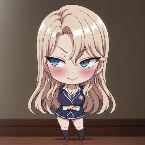 1 girl,Kurashiki Reika, A girl, solo, blonde hair, long hair, blue eyes, cute, happy, blushing, high quality, masterpiece, Very detailed, high quality, high resolution, beautiful, beautiful and perfect face, seductive smile, seductive eyes,looking to the...