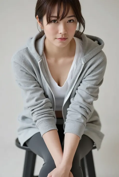 Beautiful woman with overwhelmingly beautiful short hair、betterpose、Perfect Body、Wearing leggings、 armpits are healthy,in motion