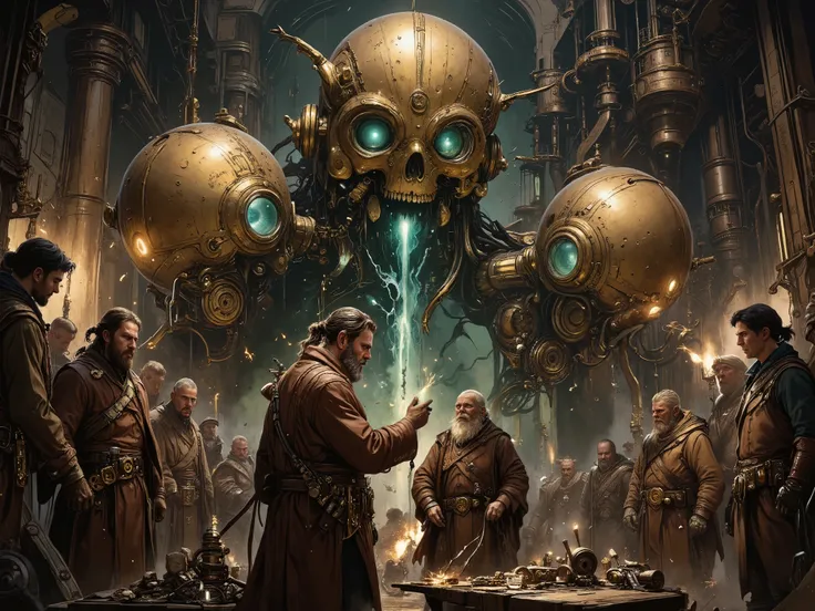 fantasy steampunk parapank dwarves creating the first golems epic canvas