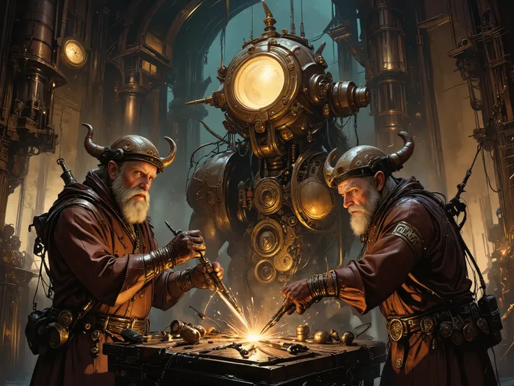 fantasy steampunk parapank dwarves creating the first golems epic canvas