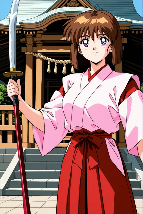 1girl,solo,masterpiece,general,highres, ultra-detailed,very aesthetic,best quality,best hands,best eyes,easynegative,perfect anatomy,BREAK,Amatsu_Mai, 1girl,solo, brown hair, short hair, breasts, purple eyes, bob cut, bangs,1990s \(style\),anime coloring,k...
