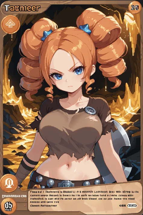 score_9, score_8_up, score_7_up, source_anime, solo, pixel art, tr4dingcard, card (medium), english_text, N, trading_card, white_trade_card_frames, 1girl, solo, mega twin drills, big hair BREAK 

Orange hair, blue eyes, large breasts, hips BREAK 
Viking wa...