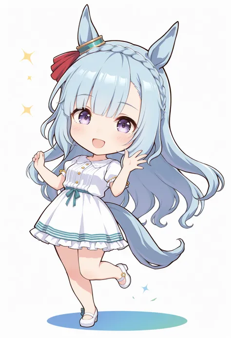 (((chibi))),(masterpiece, best quality, perfect face:1.4), wide angle, mejiro ardan \(umamusume\), running figure, 1girl, ear ornament, horse ears, horse tail, tail on the lower back, proportional body, proportional, beautiful hair, beautiful face, beautif...