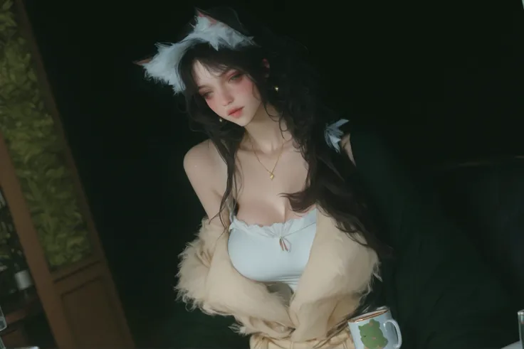 Change to a full-body photo of a woman,G cup, are perfectly detailed,has exquisite facial features, Clothes are exquisite , Game Character Design ,3D Rendering