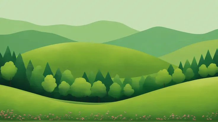 Minimalism，spring，hill，green theme