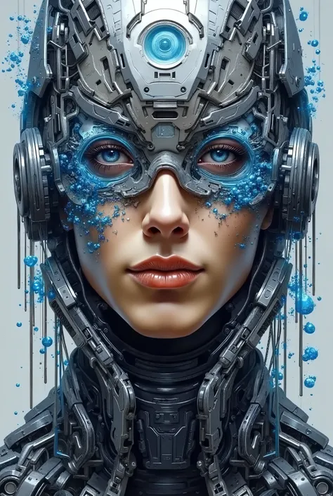 Iron Man, urban Comics, blue ornaments, Marvel, sci fi, highly technology, iconographic, glitch background, , watercolor, ink, mist, interactive image, highly detailed, art style by Clayton Crain + Ross Tran + Rachel Walpole + Jeszika Le Vye + Dan Volbert ...