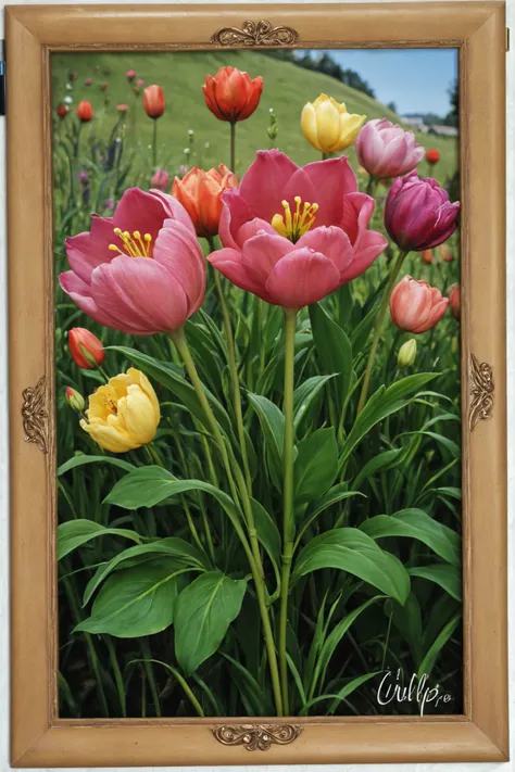 A beutiful embroidery swatch inspired by tulip flower 