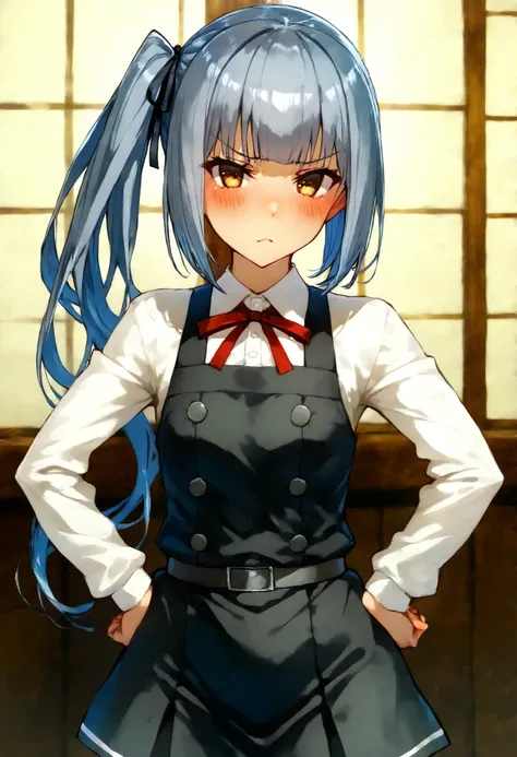 Kasumi (KANCOLLE), kasumikainiKC, long hair, shirt, long sleeves, dress, ribbon, hair ribbon, white shirt, black dress, side ponytail, red ribbon, black ribbon,pinafore dress,skirt,
スコア_9, スコア_8_Excellent, スコア_7_Excellent, ソース_أنيمي, break 1人の少女 , أنيمي st...
