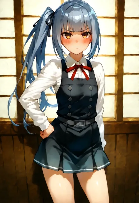 Kasumi (KANCOLLE), kasumikainiKC, long hair, shirt, long sleeves, dress, ribbon, hair ribbon, white shirt, black dress, side ponytail, red ribbon, black ribbon,pinafore dress,skirt,
スコア_9, スコア_8_Excellent, スコア_7_Excellent, ソース_أنيمي, break 1人の少女 , أنيمي st...