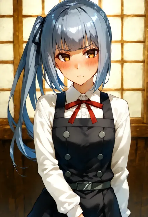 Kasumi (KANCOLLE), kasumikainiKC, long hair, shirt, long sleeves, dress, ribbon, hair ribbon, white shirt, black dress, side ponytail, red ribbon, black ribbon,pinafore dress,skirt,
スコア_9, スコア_8_Excellent, スコア_7_Excellent, ソース_أنيمي, break 1人の少女 , أنيمي st...