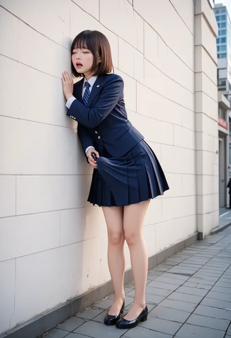 (Highest Quality:1.2),  RAW photos , perfect details, Professional Lighting, sharp concentration in nude clothes, very pretty and cute Japanese girl and my hand, girls have long brown hair, with bangs, round face, (close your eyes:1.2), (open your mouth), ...