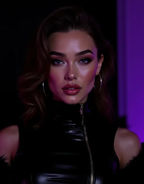 (masterpiece, best quality:1.2), 1girl, solo, woman, close up, turtleneck latex outfit, zipper, highly detailed fur, natural skin texture, 4k textures, Highly detailed perfect , Lightroom, Intricate, Ultra-Realistic, Out There, (HDR:1.3), UHD, (Intricate D...