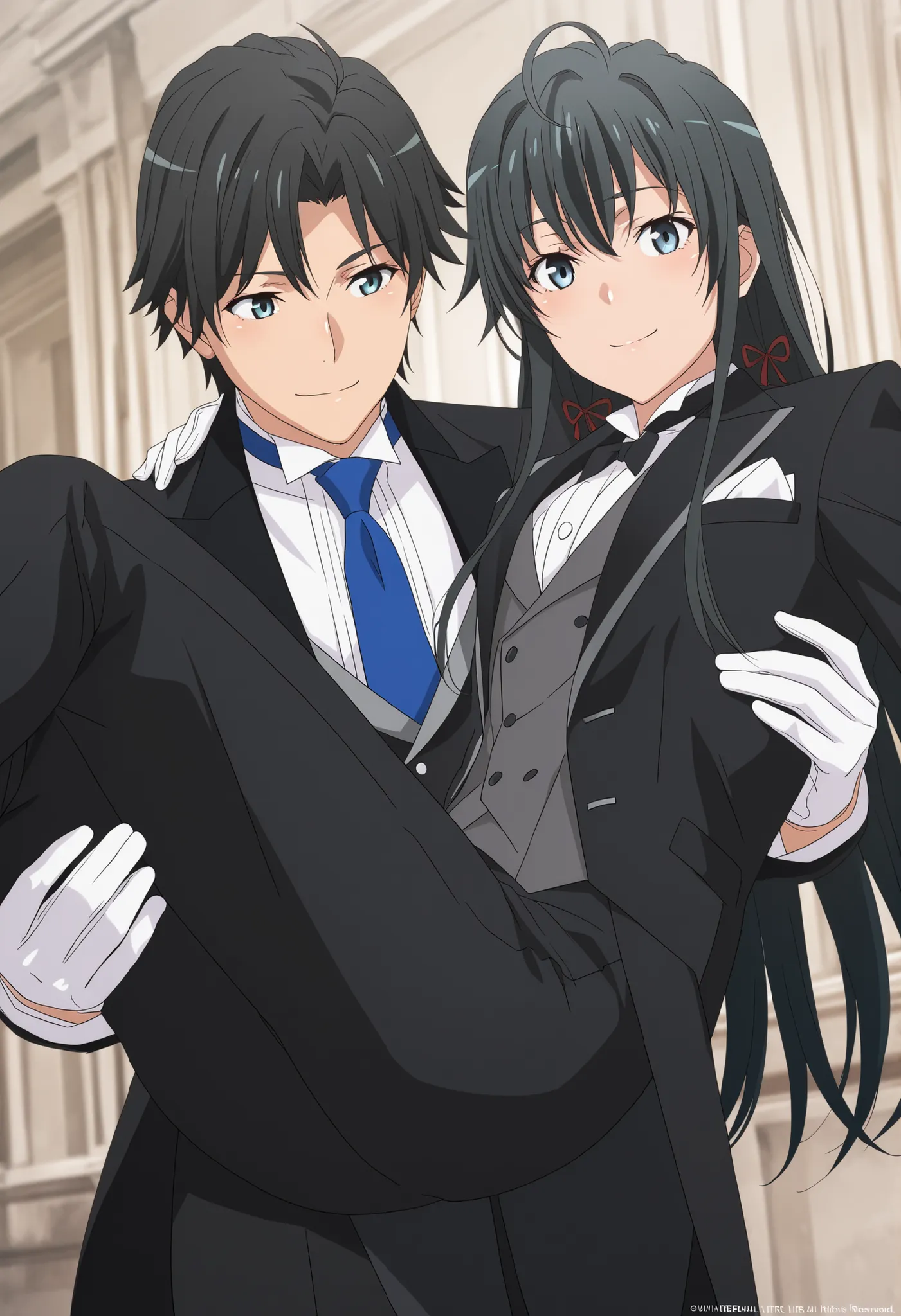 (masterpiece, best quality, official style),ultra detailed,(newest),8k,texture,very aesthetic,(sharp focus),smooth,(unreal engine),realistic skin,anime face,cute round face,detailed eyes, BREAK smile, ,, yukinoshita yukino.,, , blue eyes , black hair,,long...