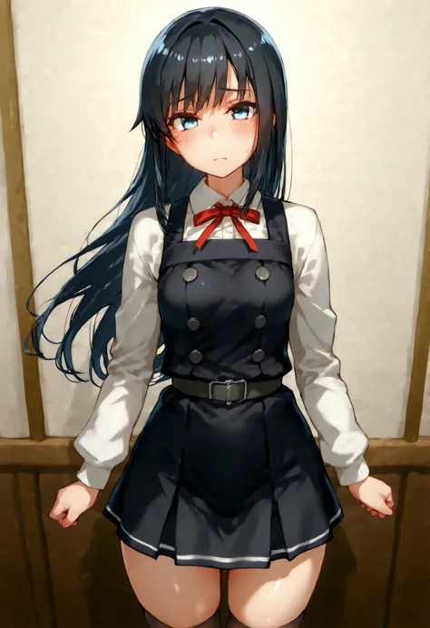 
Asashio (KANCOLLE),asashioKC,black hair,blue eyes, long hair, shirt, long sleeves, dress, bow, ribbon, white shirt, cowboy shot, belt, bowtie, black dress, red bow, red ribbon, neck ribbon, red bowtie, pinafore dress,black thighhighs,pleated_skirt,, 
スコア_...