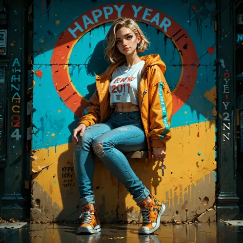 A cute 20 year old French woman with a cute little nose that looks great in jeans, key visual, vibrant,very detailed、full body、