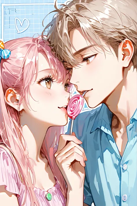  and girl ，interactive，happiness，Lollipop，interactive，couple，cute