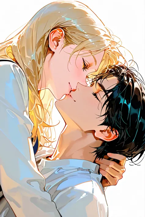  and girl (One man and one woman)interactive，Happy looking，Kiss each other