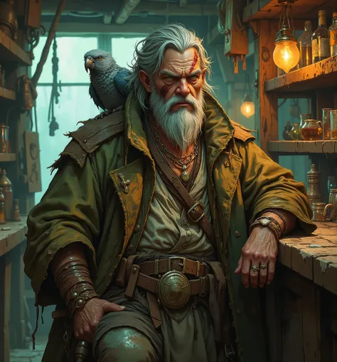 Create an NPC in Calenmoor, Verdant Continent, Eryndor, at coordinates (-500, -500): Rorik Wavebreaker. Role: Tavernkeeper of The Rusty Anchor. Description: Rorik Wavebreaker, a 50-year-old human, stands at 5’10” with a weathered frame, a peg leg replacing...