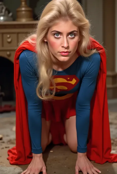 Helen Slater . blue eyes BLONDE HAIR (Supergirl) A VERY SEXY Helen Slater AS Supergirl WITH blue eyes AND LONG HAIR, WEARING A Supergirl COSTUME AND CAPE. High Definition 4K Rich Color, Learn more about 8K. blue eyes. close your eyes, Hands are standing...