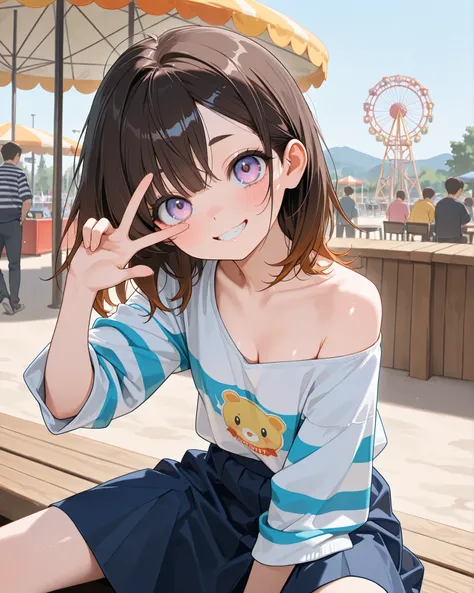 ((Masterpiece)), ((best quality, very aesthetic, absurdres, newest)), (8K), (cinematic lighting), ((1girl)), (cute young girl), (Healthy body, Textured skin, small breast, cleavage, tilt head), Glossy hair, (Asymmetrical bangs, long side bangs), (medium ha...