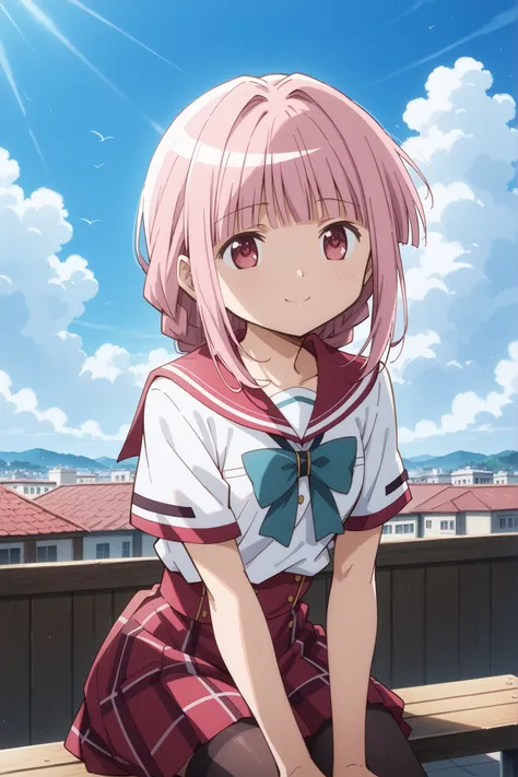 (score_9, score_8_up, score_7_up), source_anime, absurd_res, white, blue, black, 1girl, solo, super fine illustration, an extremely delicate and beautiful, best quality, masterpiece, 8K, Iroha Tamaki (Magia Record), pink hair, medium length hair, straight ...