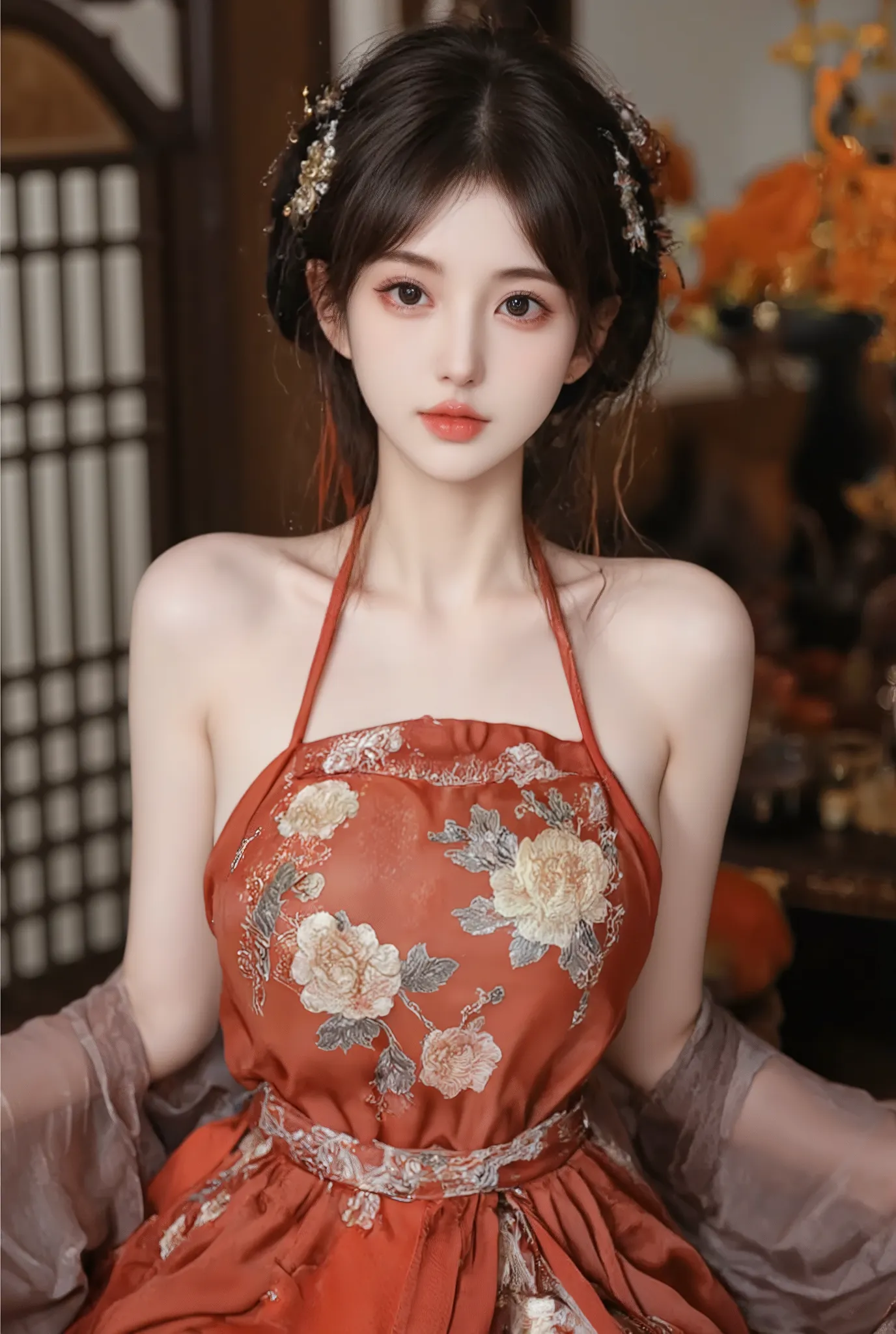 a Chinese woman wearing a sexy dress,
(((masterpiece))), ((best quality)), ((intricate detailed)), ((Hyperrealistic)), absurd res, milf, mature woman, perspective, highly detailed, illustration, 1girl, ((large breasts)), high slit dress, sexy cheongsam, ...