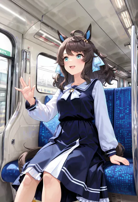 (masterpiece, best quality, perfect face:1.4), wide angle, daring tact\(umamusume\), 1girl, horse ears, hair ornament, hair ribbon, horse tail, tail on the lower back, proportional body, proportional,1 girl, beautiful hair, beautiful face, beautiful detail...