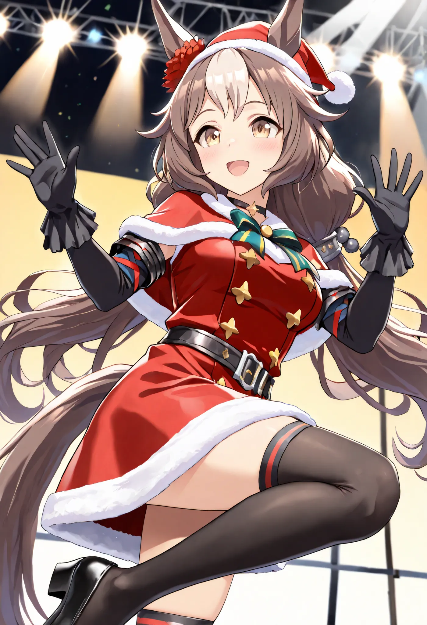 (masterpiece, best quality, perfect face:1.4), wide angle, yamanin zephyr \(umamusume\), 1girl, horse ears, red ear ornament, silver hair ornament, horse tail, tail on the lower back, proportional body, proportional, beautiful hair, beautiful face, beautif...