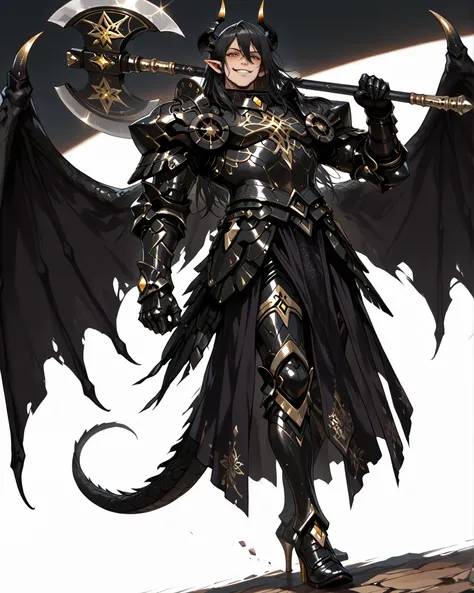 score_9, absurdres, (masterpiece, best quality: 1. 5), highres, 8K wallpaper, CG, (((Anime))), (1 male), solo, lean body, (masculine), (floating in the air), weredragon, japanese anime style, glossy black, shiny black leather, ((beautiful golden eyes, fine...
