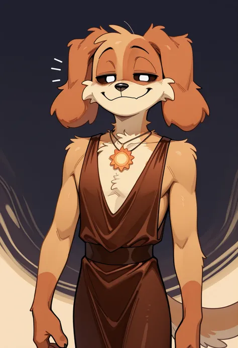 Highest Quality, great quality, very aesthetic, Absard Dress, newest, Dog Day , Poppy Playtime, furry,  Sun Necklace , adults, 1 man, solo, stare at the viewer,  smug , 