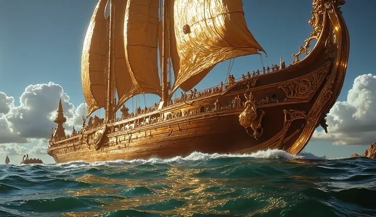 1950s, still image, ancient egypt large wood ship, sailing