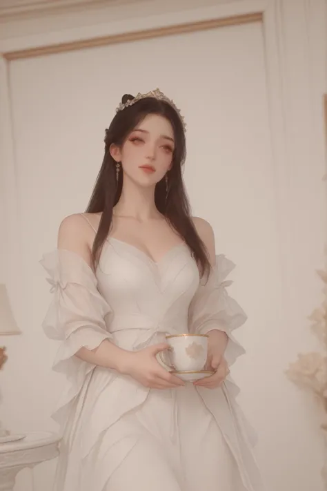 Change to a full-body photo of a woman，G cup， are perfectly detailed，has exquisite facial features， Clothes are exquisite ， Game Character Design ，3D Rendering