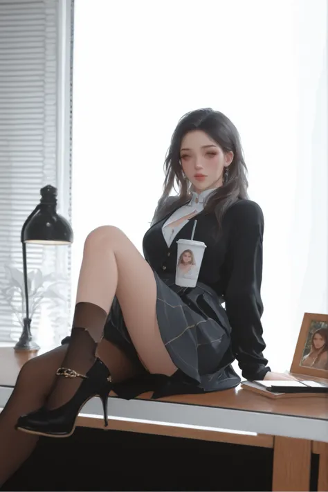 Change to a full-body photo of a woman，G cup， are perfectly detailed，has exquisite facial features， Clothes are exquisite ， Game Character Design ，3D Rendering