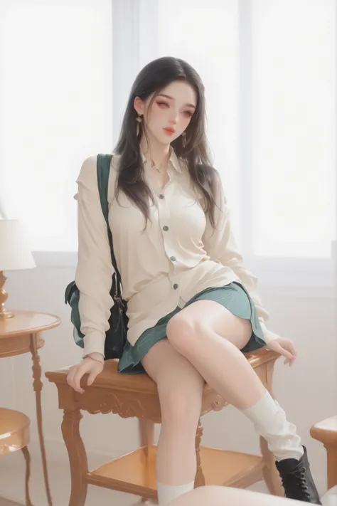 Change to a full-body photo of a woman,G cup, are perfectly detailed,has exquisite facial features, Clothes are exquisite , Game Character Design ,3D Rendering