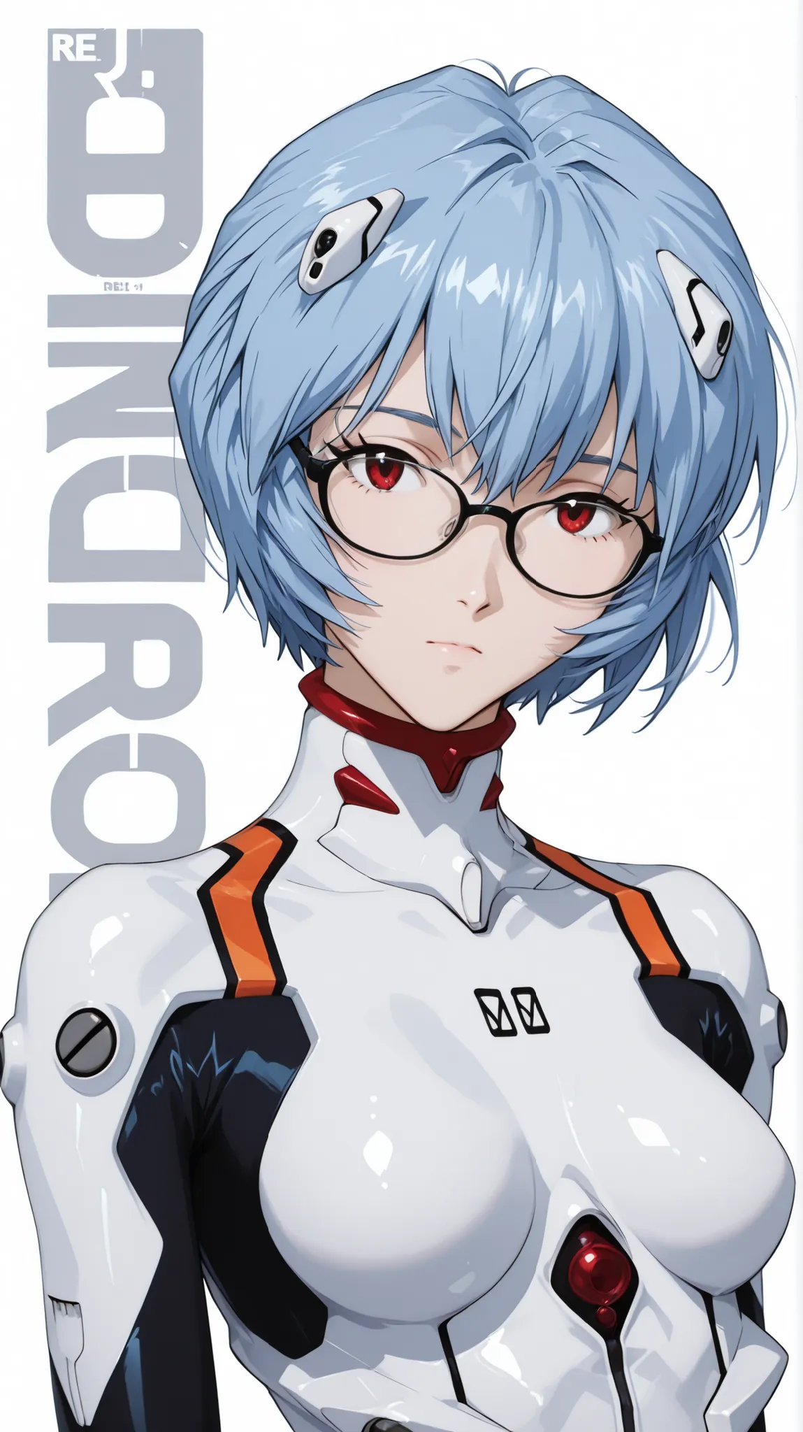 Ayanami Rei
Ayanami Rei、girl in black、shortcuts、white bodysuit、plug suit on background、pilot suit、glasses、upper body up、simple white background
