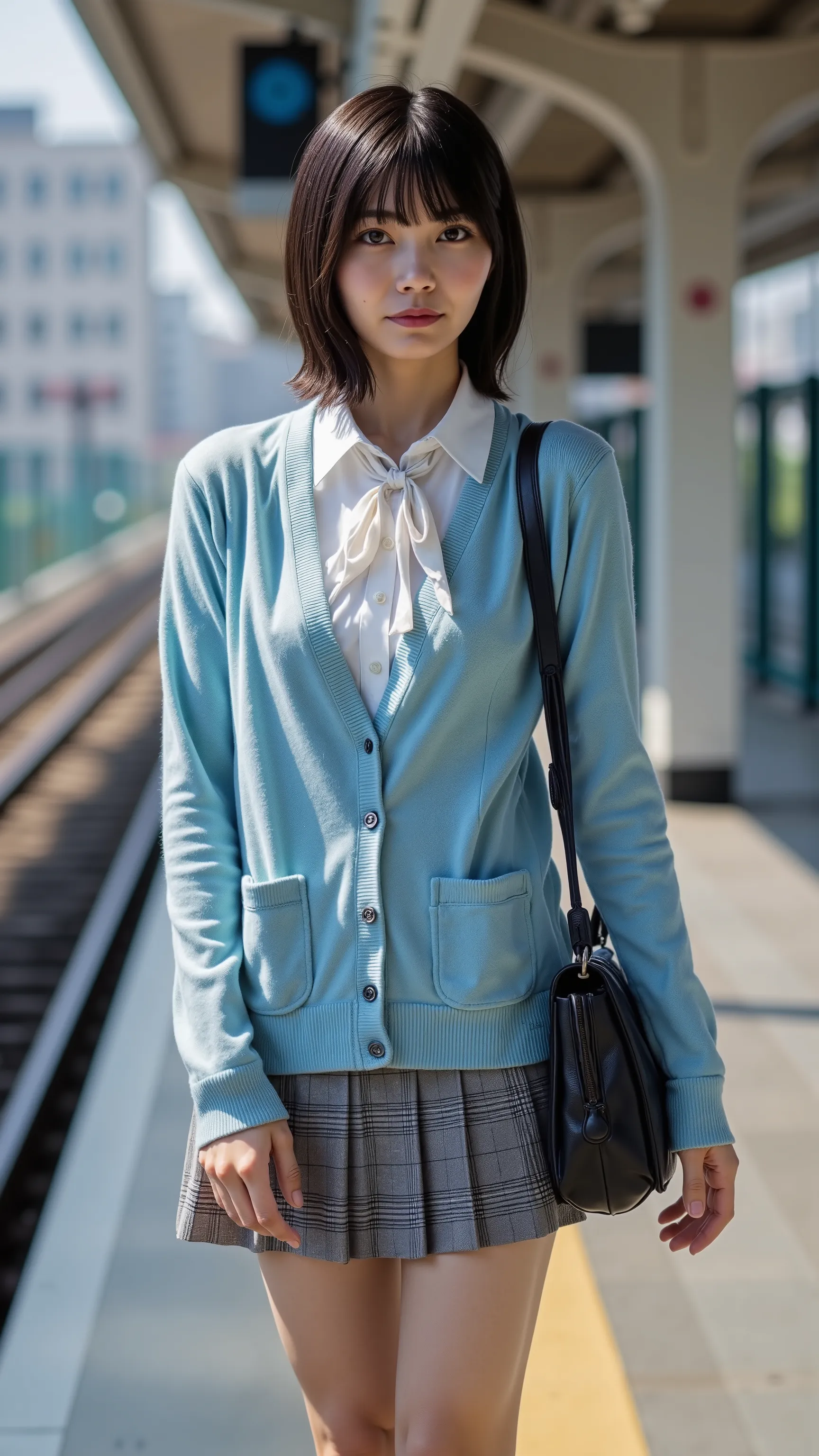 a high resolution photograph of a Japanese young woman, (photo-realistic, realistic, masterpiece, best quality), Intricate details, extremely detailed, ultra high definition, 8k, film grain, lens flare glow, sharp focus, professional lighting, fashion shoo...