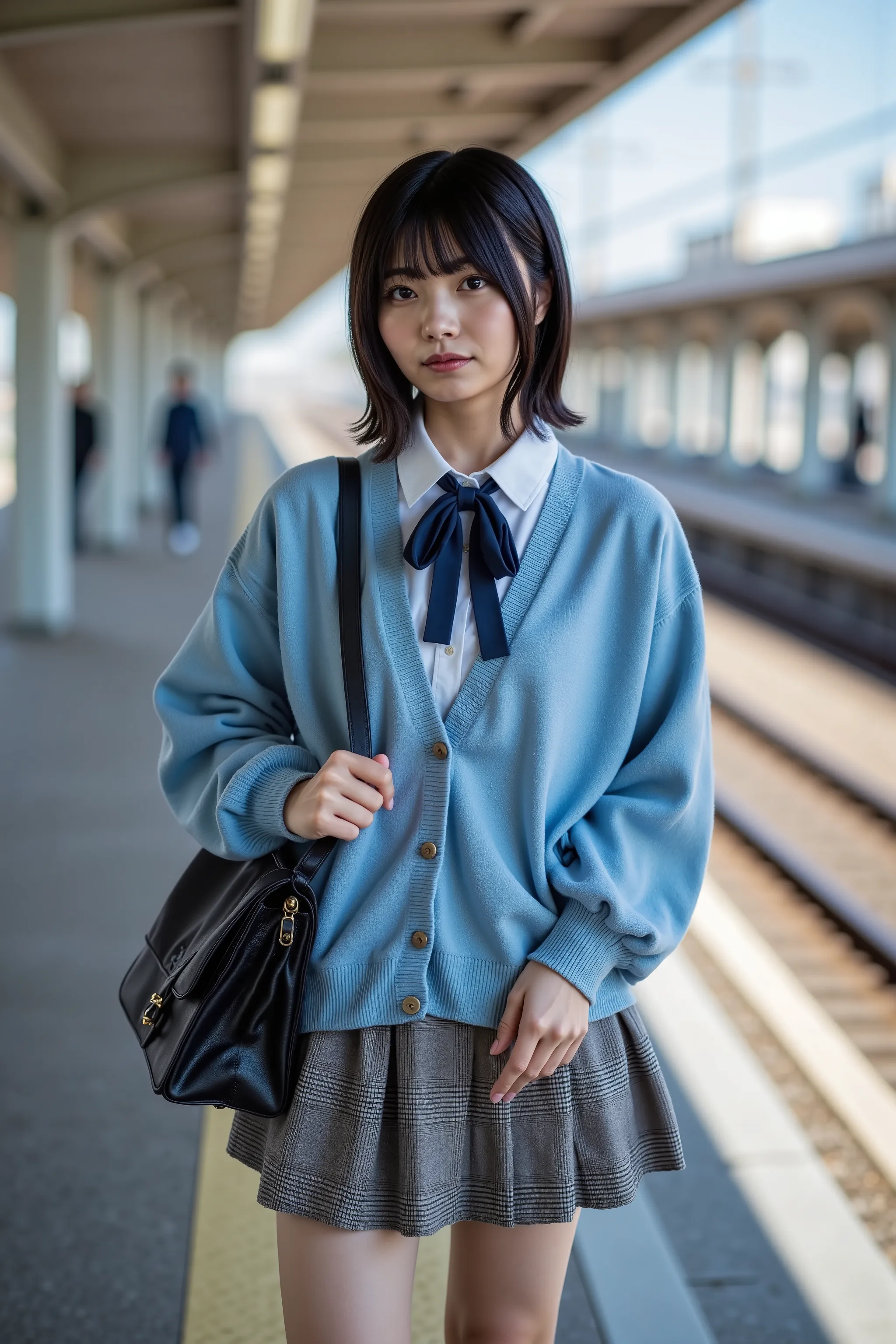 a high resolution photograph of a Japanese young woman, (photo-realistic, realistic, masterpiece, best quality), Intricate details, extremely detailed, ultra high definition, 8k, film grain, lens flare glow, sharp focus, professional lighting, fashion shoo...