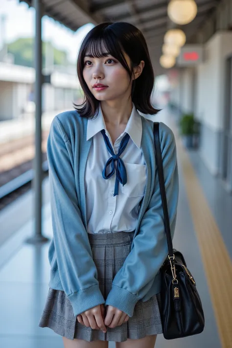 a high resolution photograph of a Japanese young woman, (photo-realistic, realistic, masterpiece, best quality), Intricate details, extremely detailed, ultra high definition, 8k, film grain, lens flare glow, sharp focus, professional lighting, fashion shoo...