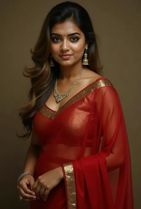 Model Photography, curvy figure, Photographic recreation shoot Inspired from art by mohanan manimala, sensual pleasure, best quality, one shoulder blouse, sleeveless blouse, off shoulder dress, queen of Lust, appealing physique, sultry woman, modern sleeve...