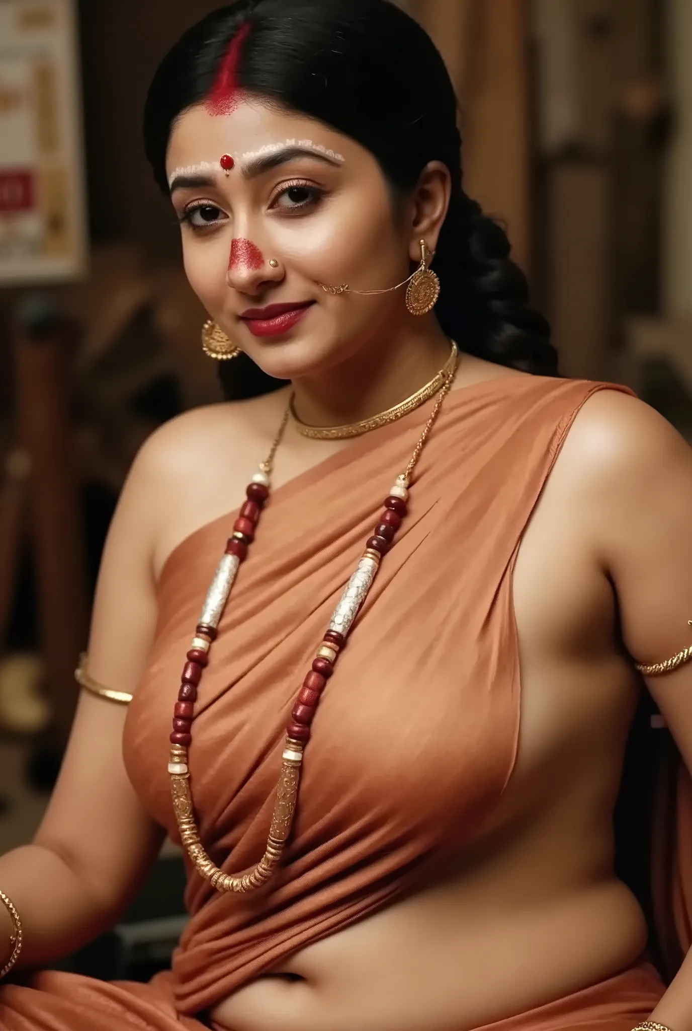 high quality upper body Closeup shot, slim arms, milf, demoness mommy, sexy sleeveless blouse, sensual demoness, queen of the dark world, mother of demons, heavy breasts Indian aunty, attractive figure, huge massive breast, cougar lady witch, horny Gothic ...