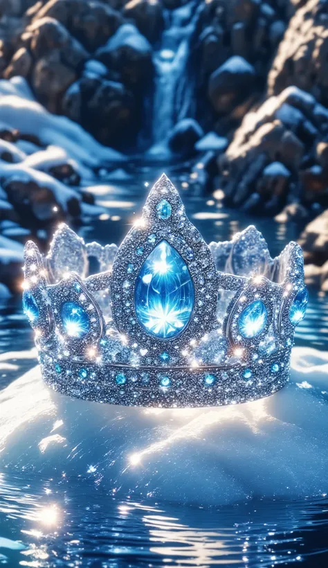 A fairytale-inspired 3d princess crown, in the art style of Disney's Frozen, art by Philippe Starck, sparkling and glittering