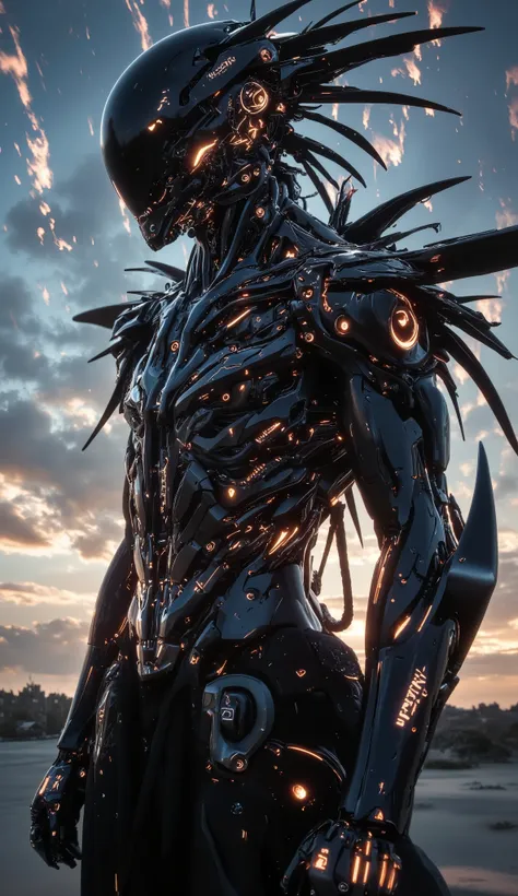 A mechanical sonic rendered in a Twilight Splintered Horizon, featuring jagged silhouettes against a twilight backdrop. Use contrasting copper and ice blue layers to evoke an otherworldly, fragmented atmosphere and fast motion look --ar 3:2 --v 7.0