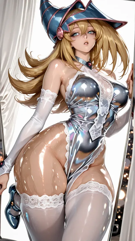 (Spectral Glow:1.3), dark Magician girls.
(masterpiece, best quality, 8k wallpaper, hires, intricate details, reflections),
(soft lighting, studio shot, simple background, white background, dynamic angle, bokeh background, rating_explicit, perfect hand acc...