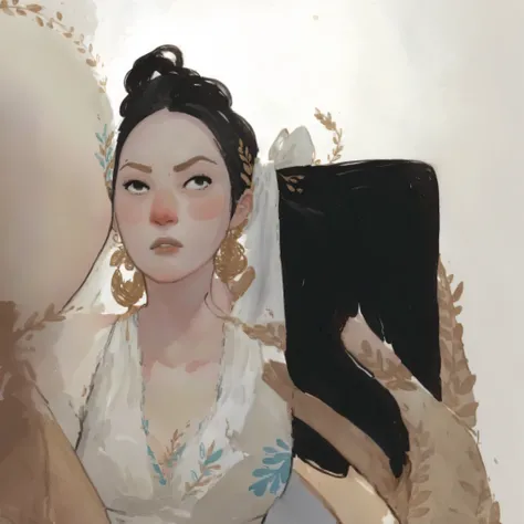 2D ART, 1girl, hyper detailed gouache painting, detailed medieval dress, portrait illustration, High-quality, high definition, illustration, gougoupaintleaves:1.5, long_hair, detailed face, simple white background, picture book character, FRESHIDEAS Illust...