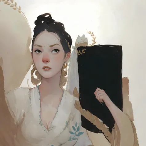 2D ART, 1girl, hyper detailed gouache painting, detailed medieval dress, portrait illustration, High-quality, high definition, illustration, gougoupaintleaves:1.5, long_hair, detailed face, simple white background, picture book character, FRESHIDEAS Illust...