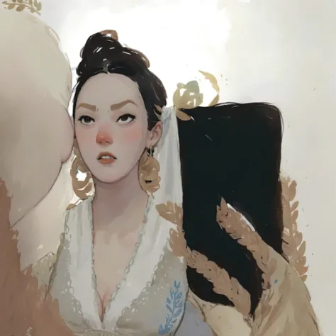 2D ART, 1girl, hyper detailed gouache painting, detailed medieval dress, portrait illustration, High-quality, high definition, illustration, gougoupaintleaves:1.5, long_hair, detailed face, simple white background, picture book character, FRESHIDEAS Illust...