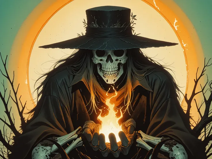 > "A dark, eerie forest at night, drenched in cold moonlight and deep shadows. In the center, 'The Blackcoat' from Hunt: Showdown, crouching low in the underbrush. He's wearing his iconic long black duster coat, wide-brimmed hat casting a heavy shadow over...